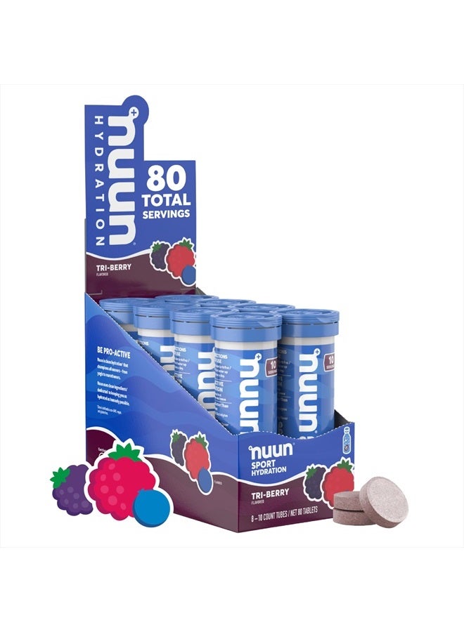 Nuun Sport Electrolyte Tablets for Proactive Hydration, Tri Berry, 8 Pack (80 Servings) - Image 1