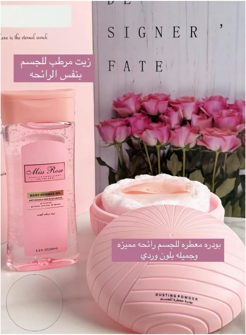MISS ROSE DUSTING POWDER FOR THE BODY + BODY ESSENCE OIL - Image 1