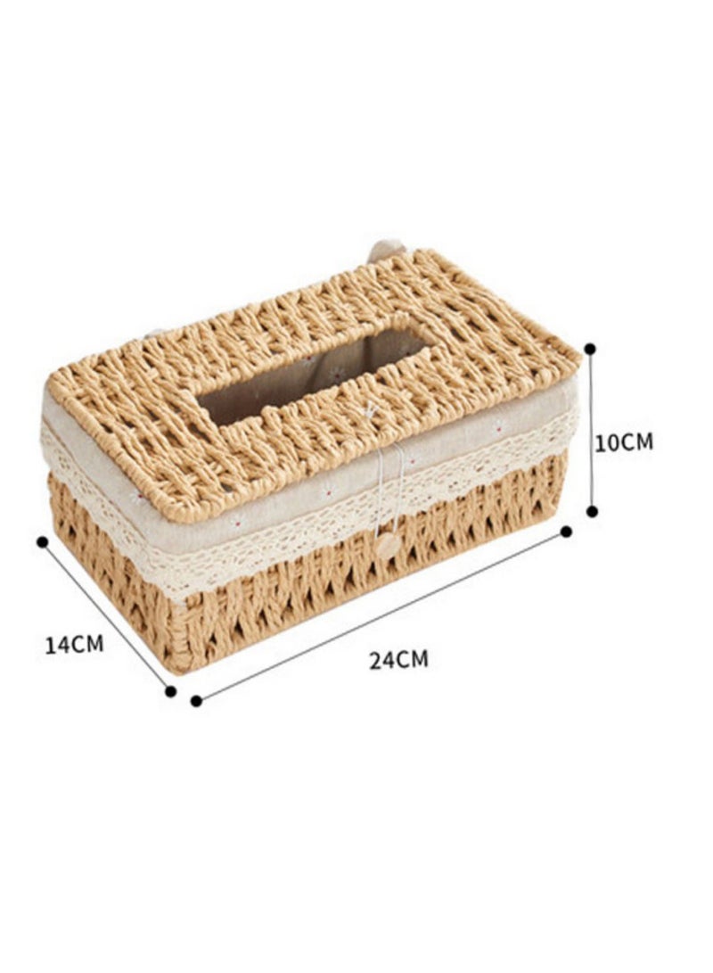 LINGWEI Hand Woven Elegance Premium Tissue Box Cover Collection For Home Living Room Bedroom Car and Table Decoration Napkin Holder Tissue Dispenser  - Image 4
