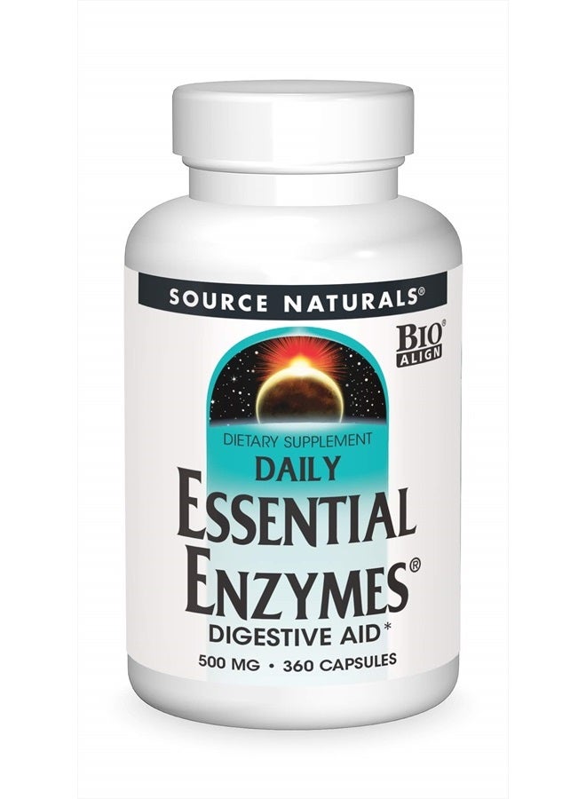 Source Naturals Essential Enzymes 500mg, Bio-Aligned Multiple Enzyme Supplement Herbal Defense for Digestion, Gas, Constipation & Bloating Relief - Supports A Strong Immune System* - 360 Capsules - Image 1