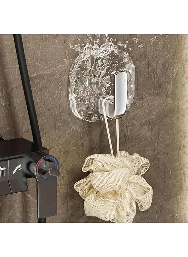 4Pcs Transparent Golden Floral Hooks Wall Mounted Storage For Bathroom Kitchen - Image 4