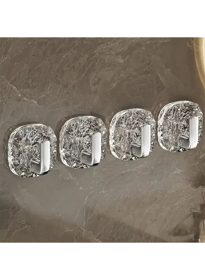 4Pcs Transparent Golden Floral Hooks Wall Mounted Storage For Bathroom Kitchen - Image 5