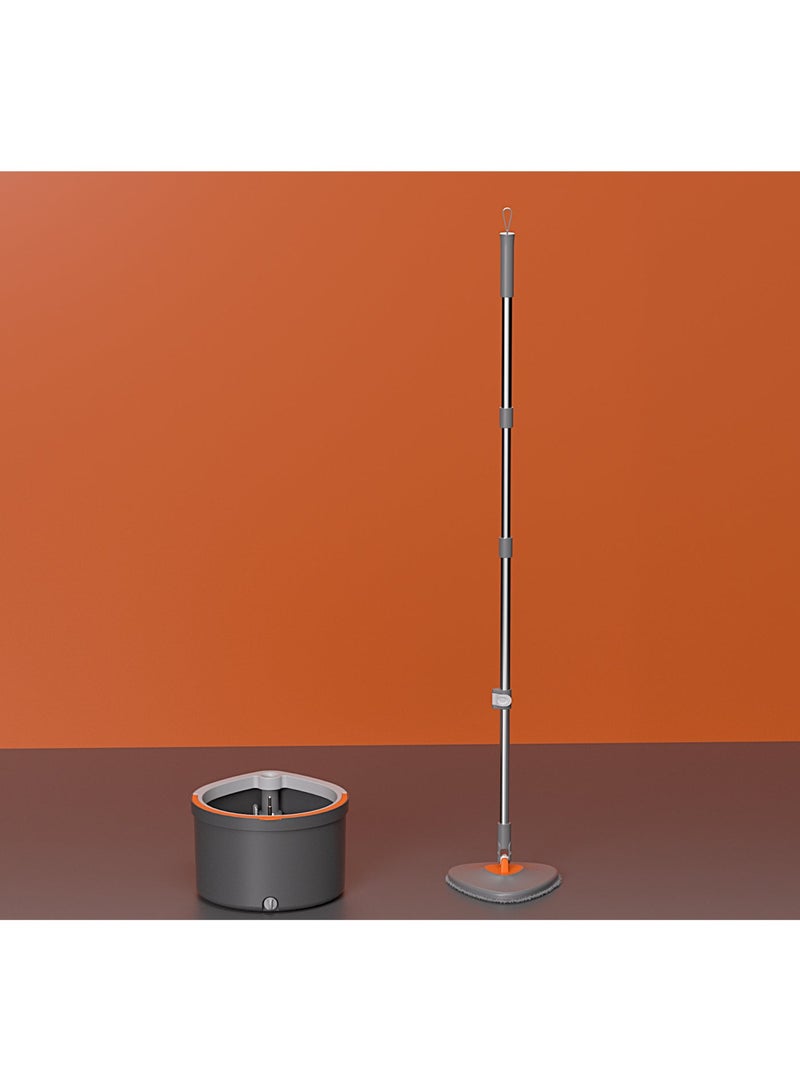 ELAFI Aura Spin | Premium Spin Mop & Bucket Set | 360° Self-Wringing Floor Cleaning System with Microfiber Pads | Hands-Free Spin Dry | Grey & Orange - Image 1