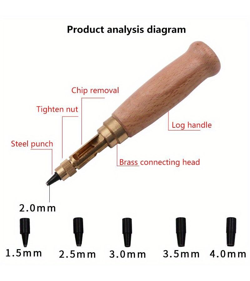 1PCs Automatic Hole Punch with 6 Size Tips for Book and Leather - Image 5