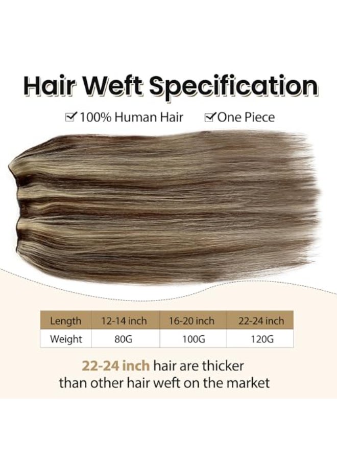 Benafee Sew in Hair Extensions Human Hair 14 Double Weft Dark Brown to Bleach Blonde Human Hair Weave Bundles for White Women - Image 3
