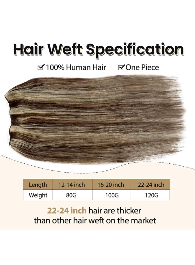 Benafee Sew in Hair Extensions Human Hair 14 Double Weft Dark Brown to Bleach Blonde Human Hair Weave Bundles for White Women - Image 4
