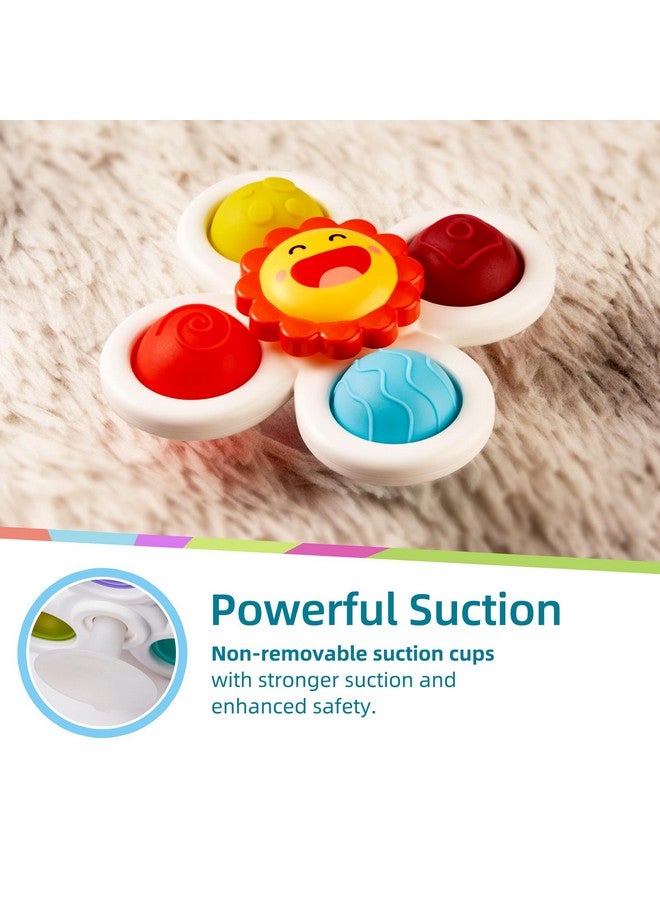 LiKee Strong Suction Cup Fidget Spinnerz Sensory Bath Toys For Baby 12 18 Months Airplane Car Travel Table & Window Toys For 1 2 Year Old Toddler Boys And Girls Stocking Stuffer Christmas Choice (Sun) - Image 4