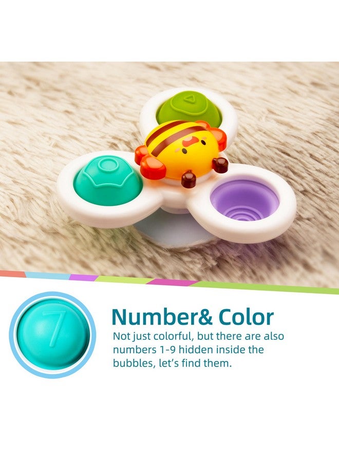 LiKee Strong Suction Cup Fidget Spinnerz Sensory Bath Toys For Baby 12 18 Months Airplane Car Travel Table & Window Toys For 1 2 Year Old Toddler Boys And Girls Stocking Stuffer Christmas Choice (Sun) - Image 3