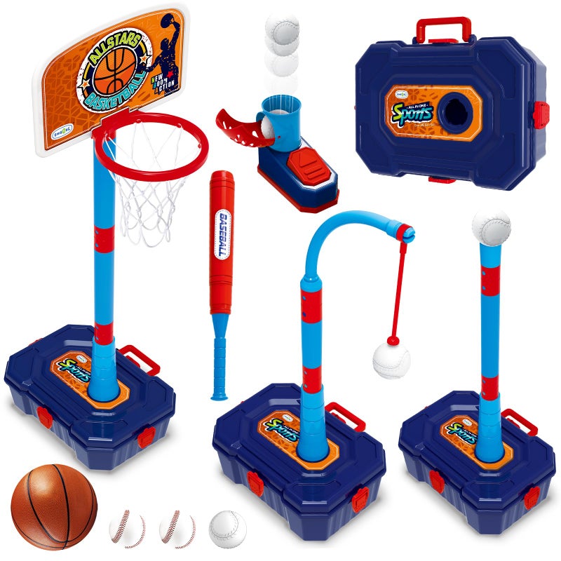OWNONE 1 4 in 1 Basketball Hoop for Kids 13 35 Toddler Basketball Goal and T Ball Set Adjustable Basketball Hoop Indoor Outdoor Sports Toys Birthday Gifts for Kids Boys 1 2 3 4 5 Years Old - Image 2