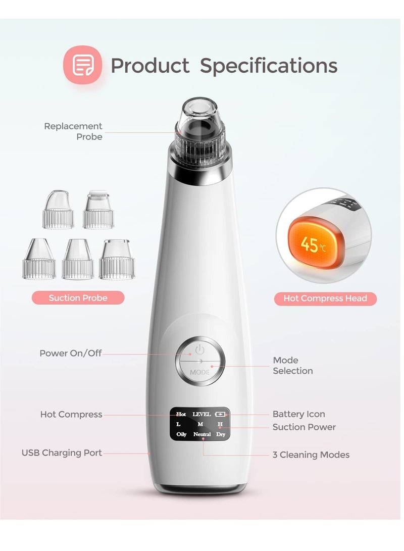 Barakah جهاز شفط الرؤوس السوداء مزيل حب الشباب، منظف مسام الوجه الكهربائي، 3 مستويات قوة شفط قابلة للتعديل، قابل للشحن عبر USB - Image 2