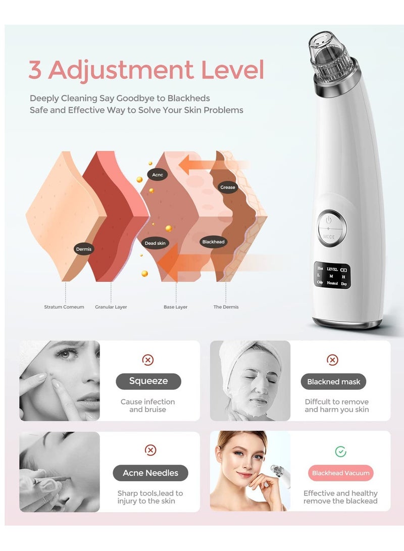 Barakah جهاز شفط الرؤوس السوداء مزيل حب الشباب، منظف مسام الوجه الكهربائي، 3 مستويات قوة شفط قابلة للتعديل، قابل للشحن عبر USB - Image 4