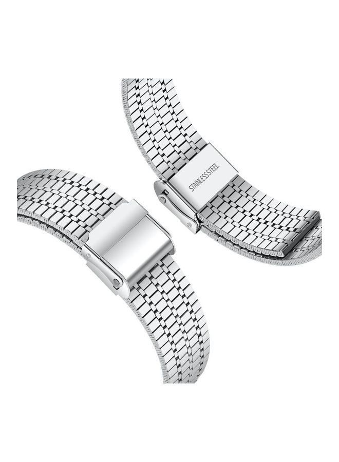 NIBEMINENT Seven-Beads Double Safety Buckle Steel Replacement Strap Watchband For Apple Watch Series 7/6/SE/5/4/3/2/1 41/40/38mm Silver - Image 3