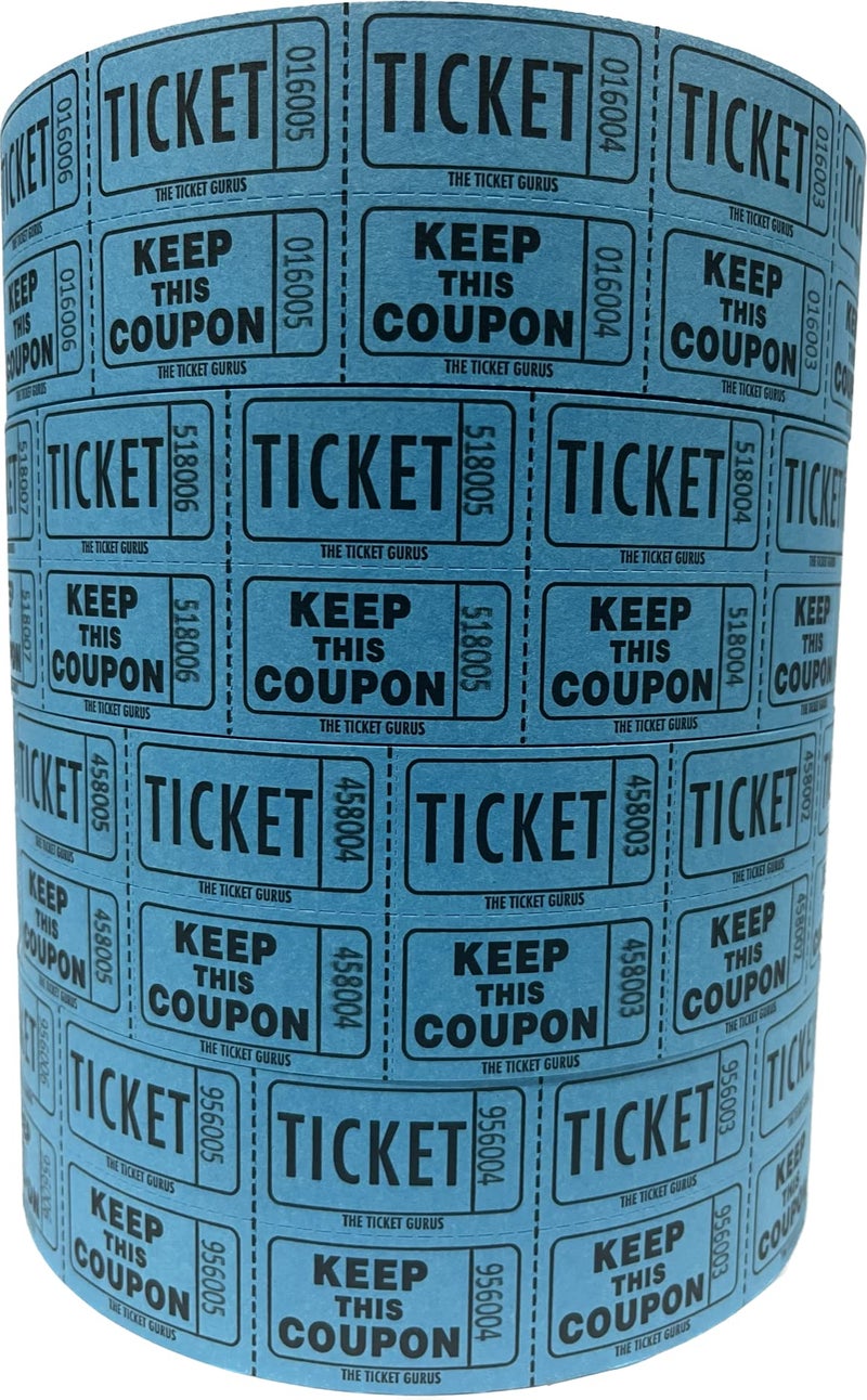 The Ticket GurusRaffle Tickets 4 Rolls of 2000 Double Tickets 8000 Total 5050 Raffle Tickets in Blue - Image 2