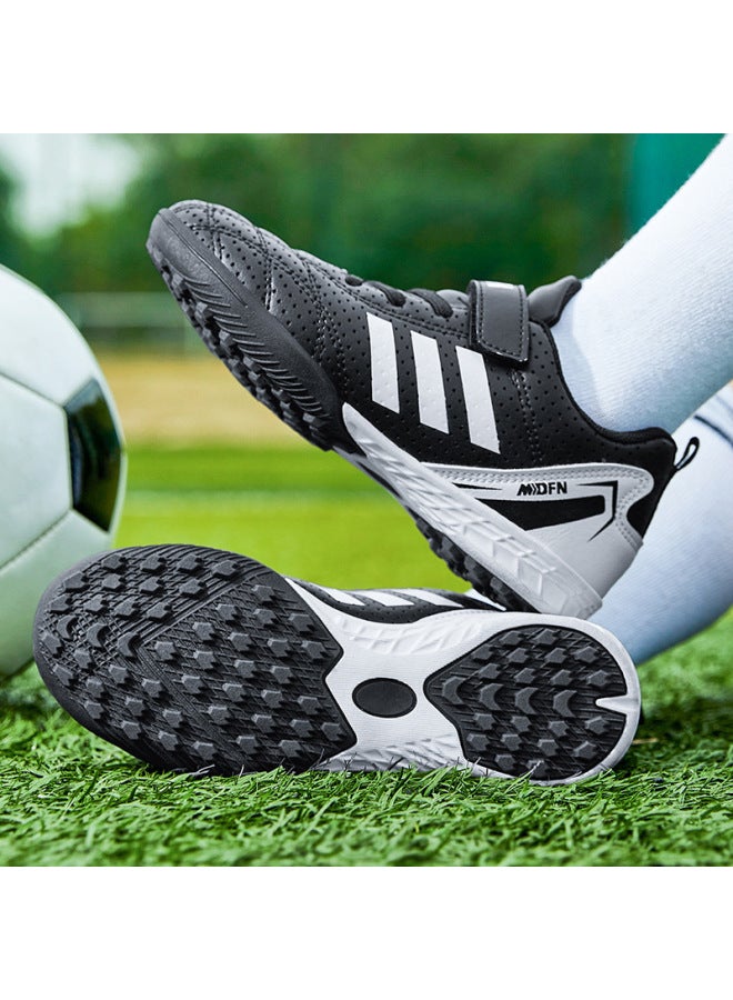 Xx23 Broken Nails Black Spring And Summer Velcro Breathable Children's Football Shoes Campus Football Sneaker Professional Non-slip Training Shoes