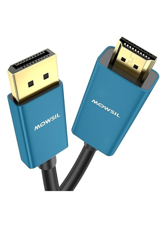 MOWSIL HDMI to DP 4K Cable 2Mtr, DisplayPort to HDMI 4K@60Hz Cable,Support Eyefinity Multi-Display, Gold-Plated Connector and Aluminum Alloy Body - Image 1