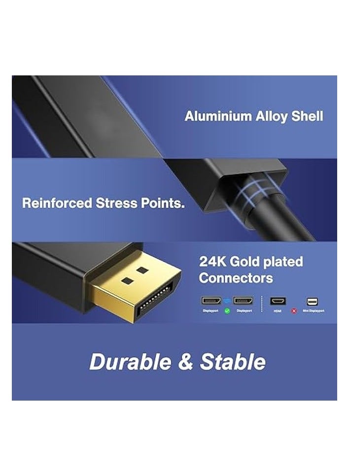 MOWSIL HDMI to DP 4K Cable 2Mtr, DisplayPort to HDMI 4K@60Hz Cable,Support Eyefinity Multi-Display, Gold-Plated Connector and Aluminum Alloy Body - Image 2