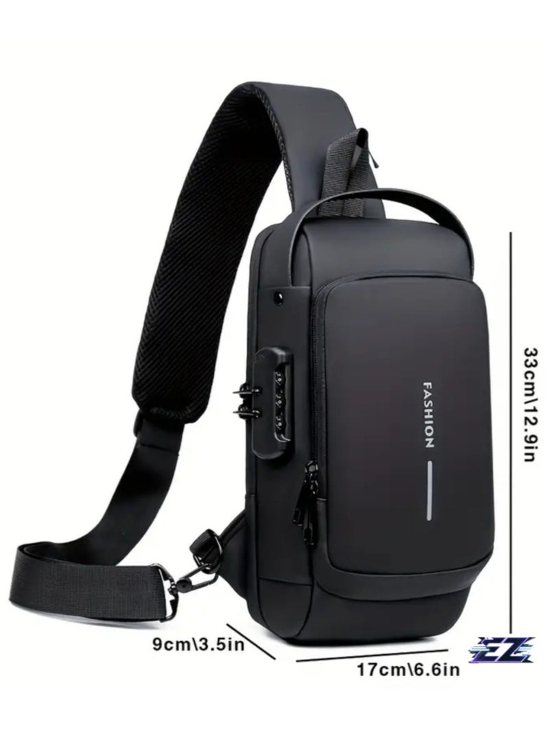 ELTRAZONE Waterproof Oxford Fabric Crossbody Bag with Password Lock – Anti-Theft Motorcycle Chest Pack for Men & Women – Perfect Gift for Valentine's Day, Father's Day, and Birthdays - Image 5