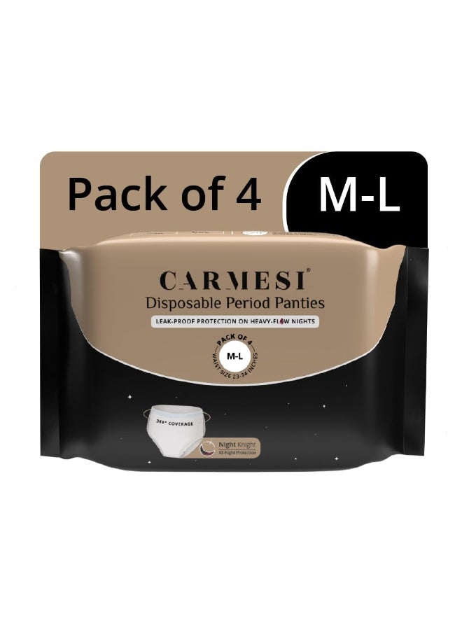 Carmesi Disposable Period Panties for Women & Girls - Pack of 4 (M-L) | 360° Protection for Super Heavy Flow | Leak Proof & No Rashes | Maternity Panties | All Night Protection | Ultra Absorbent Core - Image 1