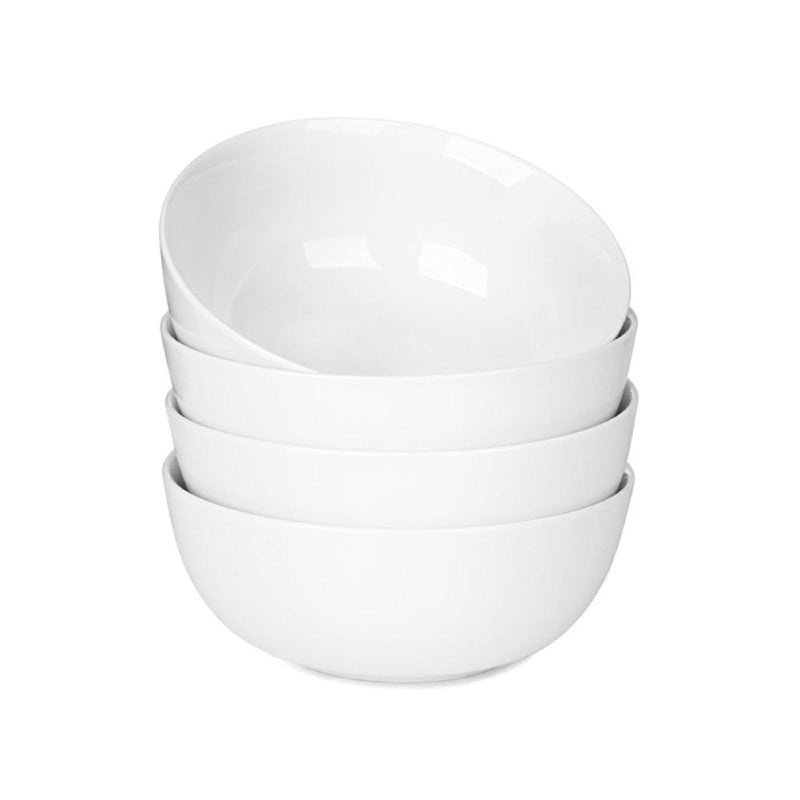 WishDeco Cereal Bowls Set of 4, White Soup Bowls 20 oz, Ceramic Breakfast Bowl 6 Inch, Kitchen Bowl for Salad, Pasta, Ramen, Oatmeal, Noodle, Rice, Microwave and Dishwasher Safe - Image 1