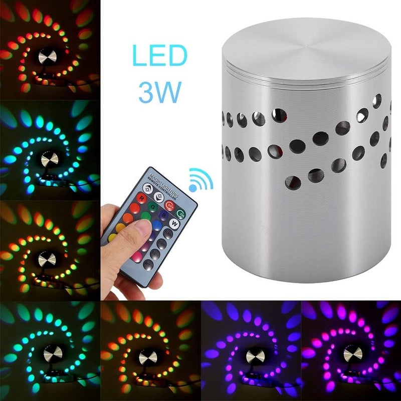 كلاراكو مصباح حائط LED حلزوني من klarako، مصباح حائط حلزوني ملون RGB مقاس 3 وات، مصباح حائط LED من الألومنيوم، إضاءة داخلية لديكور البار KTV مع جهاز تحكم عن بعد - Image 2