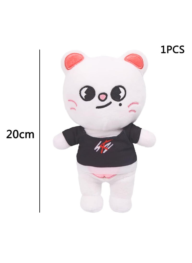 SRLIWHITE - Stray Kids White Rabbit Plush Toy, Soft 20cm Stuffed Animal Doll for Kids, Fans, Cuddly Stray-K Character with Iconic Details, Perfect Gift for Boys & Girls (Style 1) - Image 1