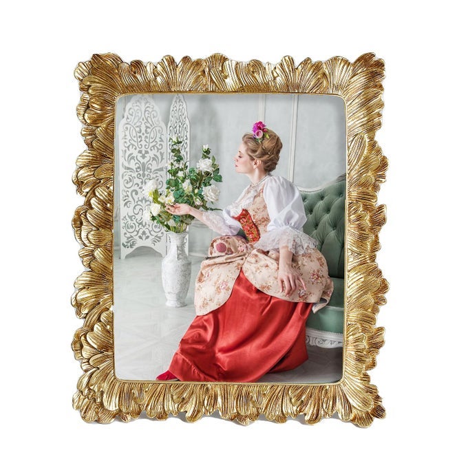 Gold 8x10 Picture Frames Vintage Photo Frame Rose Gold Flower Leaf with Glass Front Antique Picture Frame for Tabletop Wall Hanging Gold Leaf8x10