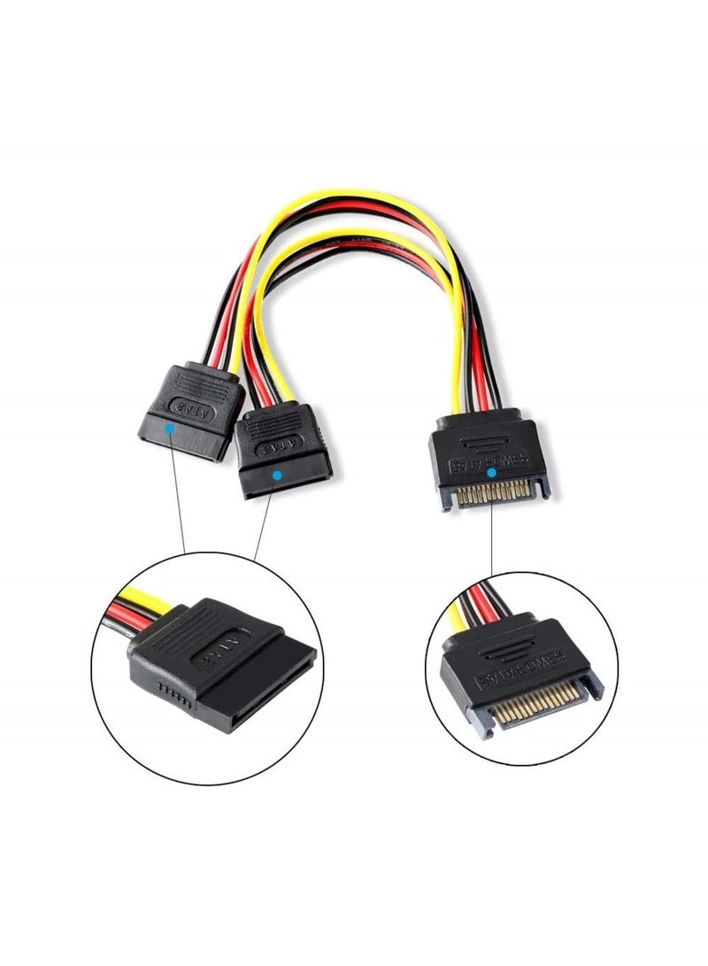 SATA 15-Pin Power Adapter Cable, SATA 15 Pin Male to SATA 15 Pin Female Power Y-Splitter Extension Cable SATA to SATA Connector (15CM) - Image 3