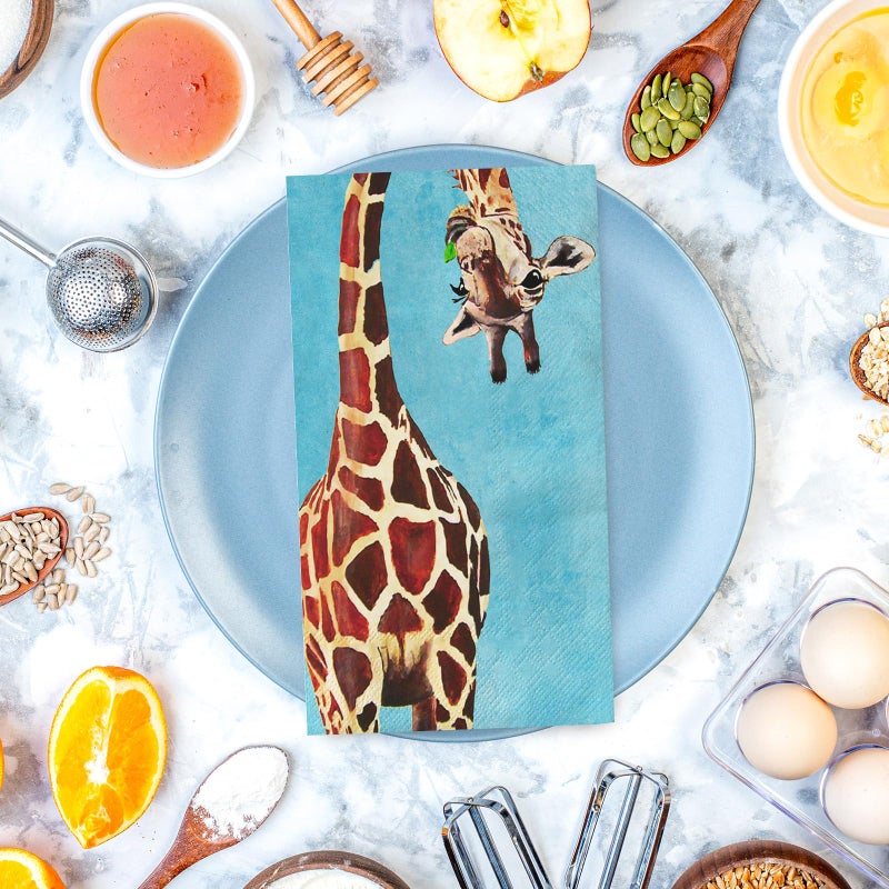 AnyDesign 80Pcs Giraffe Guest Napkins Funny Animals Disposable Napkins Decorative Hand Paper Towel Napkins for Bathroom Party Supplies Table Decor  15.7 x 13 Inch - Image 2