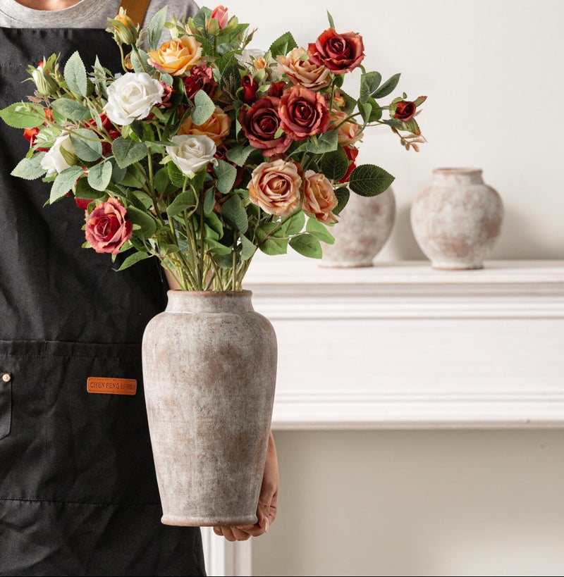 ooit Ceramic Rustic Vase, 11 Inch Large Flower Vase Tall Farmhouse Decorative Vase Floral Pottery Vases for Home Decor Table Living Room Entryway Mantel Bedroom Bathroom Kitchen - Rustic - Image 3