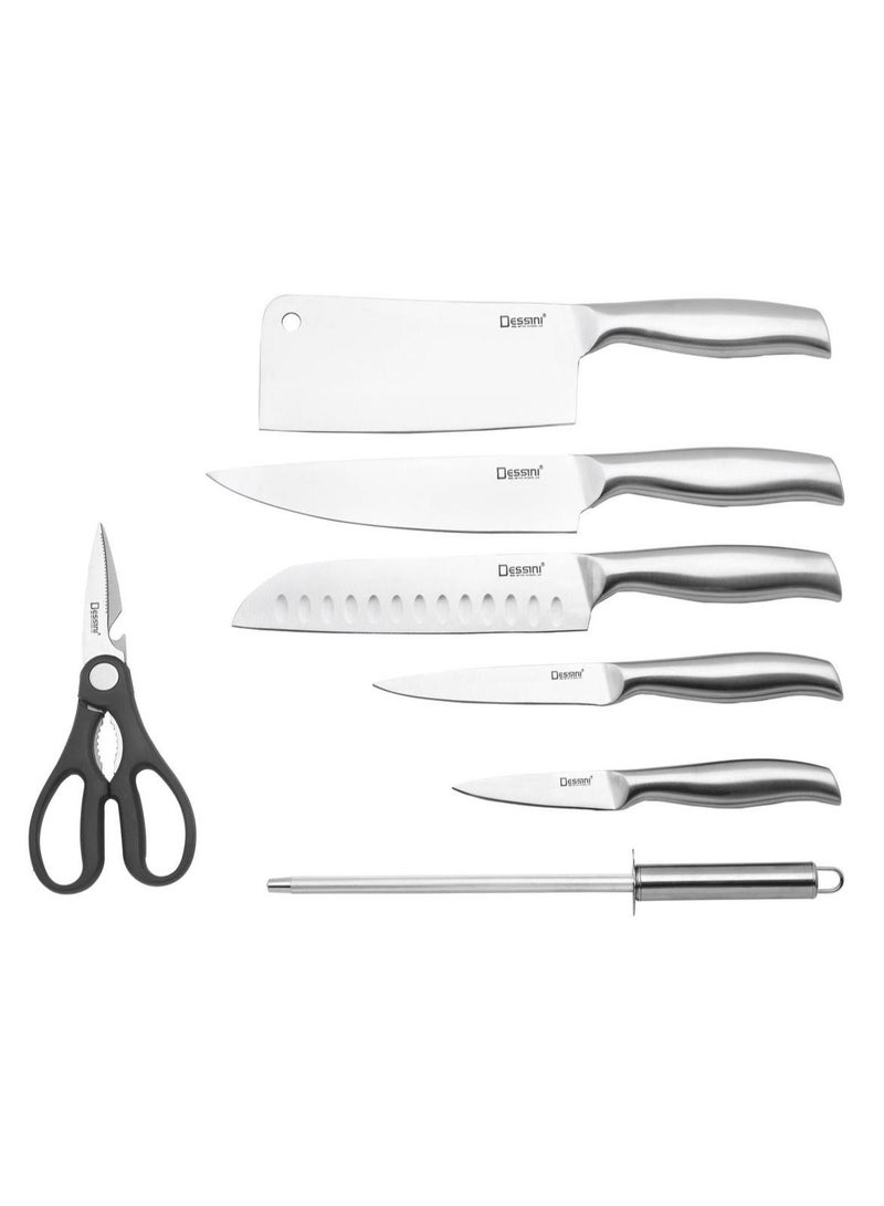 Dessini 8-Piece Knife Set with Acrylic Block 6006 Silver - Image 2