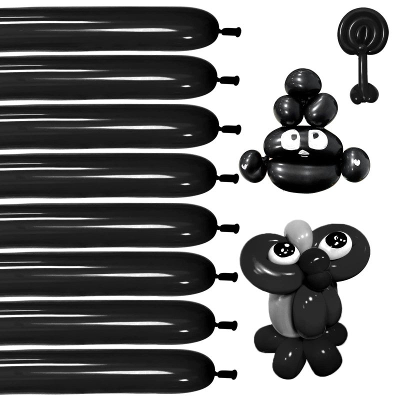 KUULBELA Black 260 balloons Thickening Latex Black 260q Balloons for Animal Model 100pcs Long Twisting Balloons for Halloween Xmas Presents Animal Shape Weddings Birthdays Clowns - Image 2