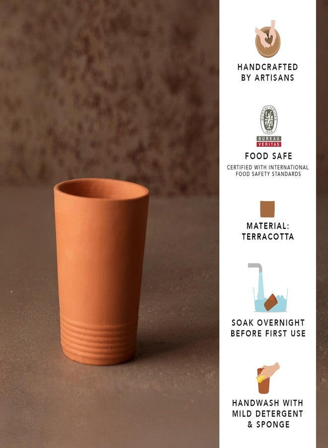 Ellementry Handmade Terracotta Tumbler 250ml, Reusable Clay Mitti Kulhad for Water, Tea, Coffee & Other Drinks, Eco-Friendly Kitchen Tableware (Brown) - Image 2