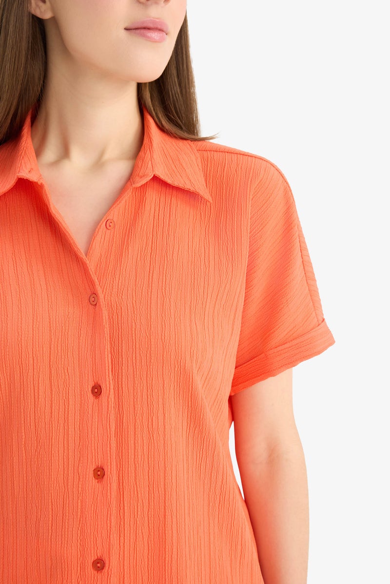 DeFacto Woman Regular Fit Shirt Collar Short Sleeve Shirt  - Image 5