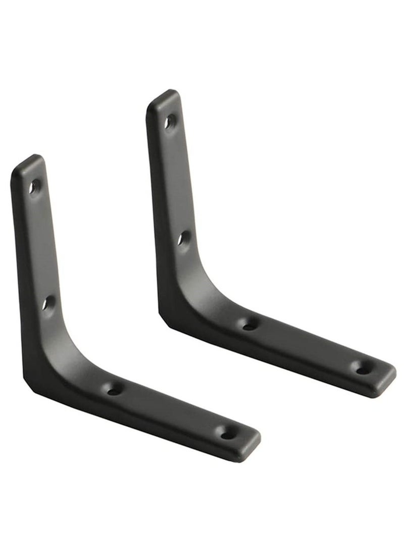Generic 2 PCS Iron Wall Shelf Bracket, 4 x 4 Inch Heavy Duty Shelf Support Bracket Decorative Joint Angle Bracket, Matte Black  - Image 1