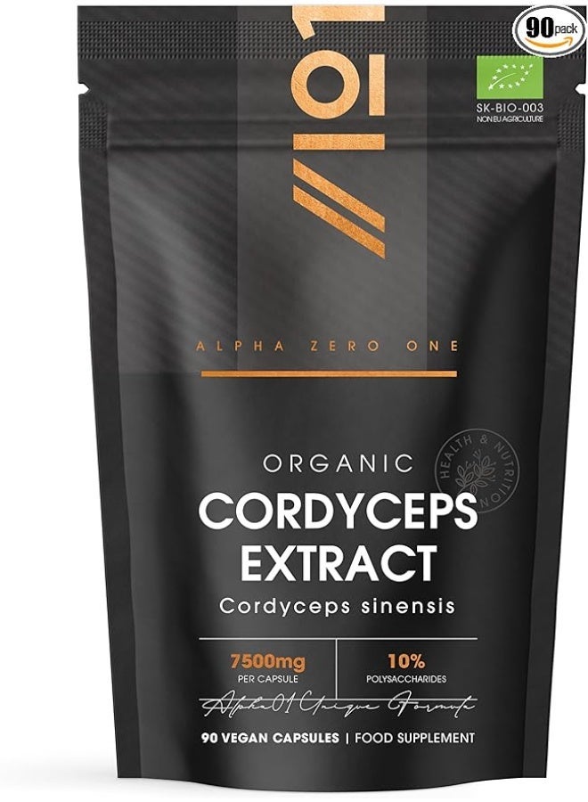 ALPHA01 Organic Cordyceps Extract 7500mg – Supports Energy & Immunity, 90 Capsules - Image 1
