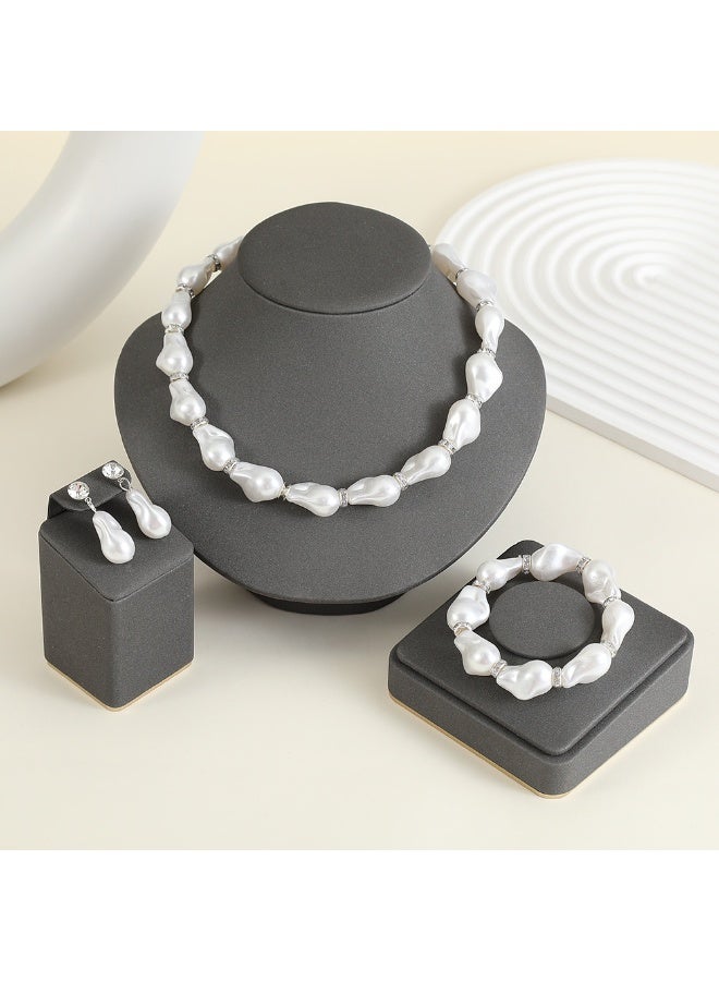 NIBEMINENT French Vintage Elegant Baroque Irregular Large Pearl Necklace Set