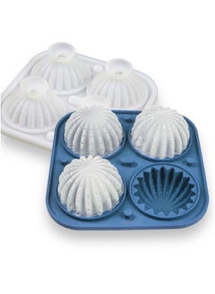 SPRINGWELL Ice Cube Tray Cactus Shape Ice Tray With Integrated Funnel BPA Free Silicone Ice Maker For Beverages Easy Fill And Release Ice Trays For Freezer Makes 2 Inch Ice Balls Blue  - Image 1