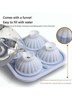 SPRINGWELL Ice Cube Tray Cactus Shape Ice Tray With Integrated Funnel BPA Free Silicone Ice Maker For Beverages Easy Fill And Release Ice Trays For Freezer Makes 2 Inch Ice Balls Blue  - Image 4