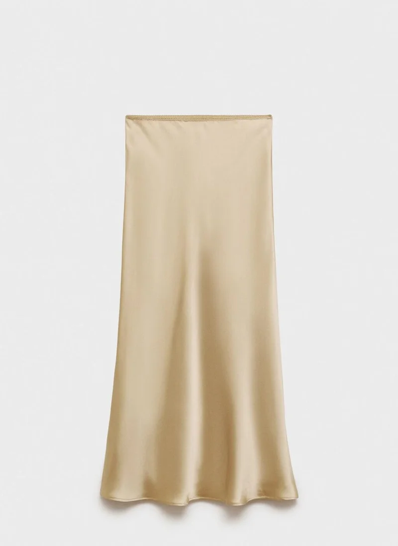 MANGO Satin Long Skirt
