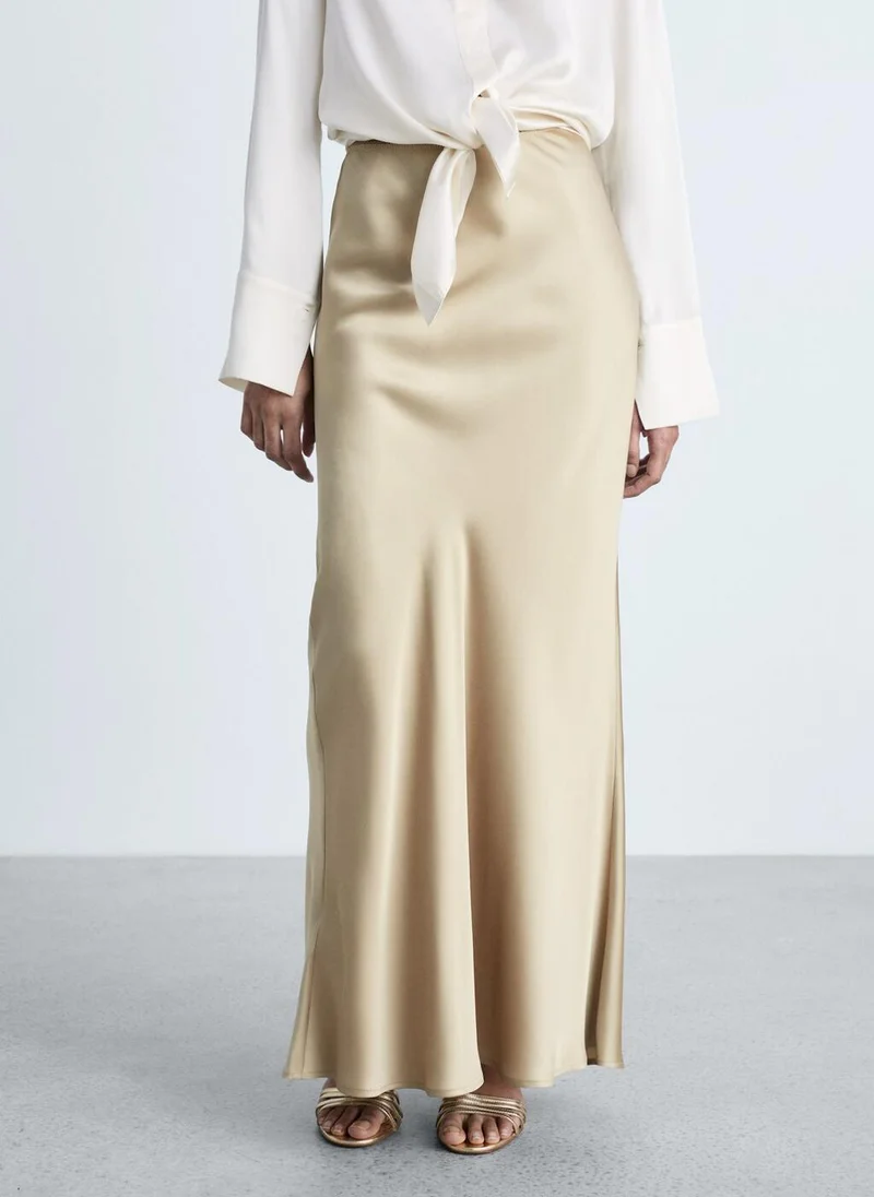 MANGO Satin Long Skirt