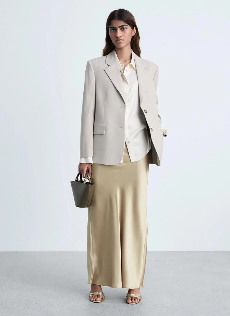 MANGO Satin Long Skirt