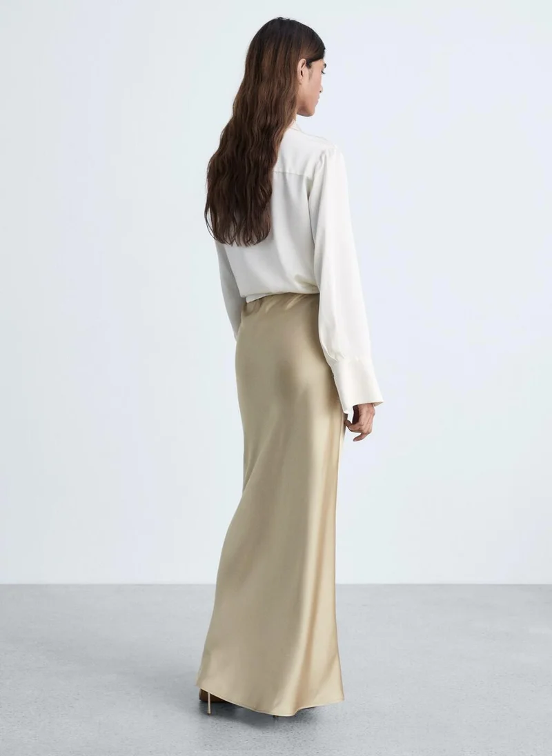 MANGO Satin Long Skirt