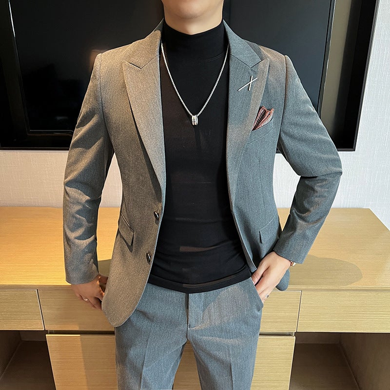 جديد عالية الجودة Slim-fit بالإضافة إلى حجم زرين بدلة بدلة الرجال الأزرق البحري قطعتين LJT2403-P170 - Image 4