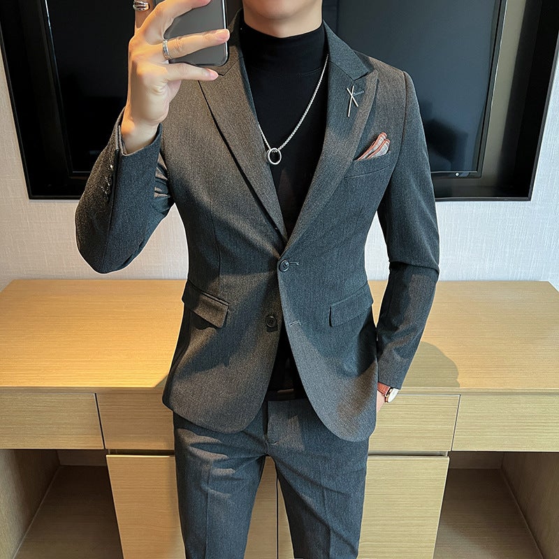 جديد عالية الجودة Slim-fit بالإضافة إلى حجم زرين بدلة بدلة الرجال الأزرق البحري قطعتين LJT2403-P170 - Image 3
