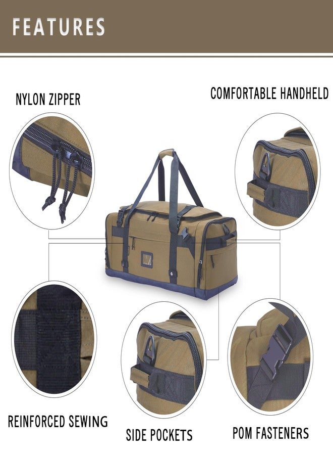 VEAGIA Large Duffle Bag for Travel - Men & Women, Foldable Gym Duffle Backpack, Heavy Duty Tactical Military Canvas Duffel Bags, Extra Big Carry On with Shoe Pockets, Waterproof (80L/103L), Brown, L(103L) - Image 3