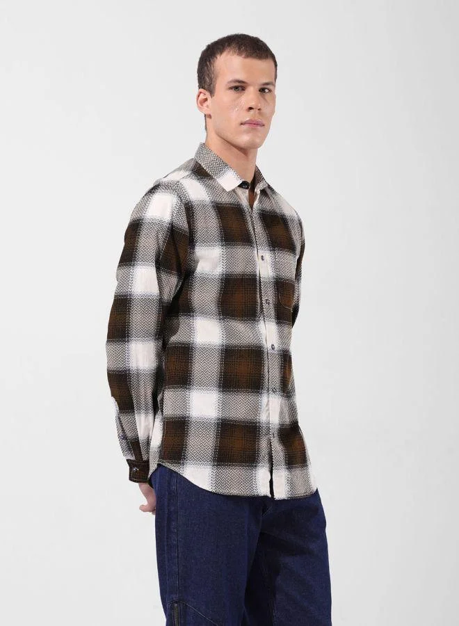 The Indian Garage Co Men Regular Fit Printed Cutaway Collar Full Sleeves Shirt