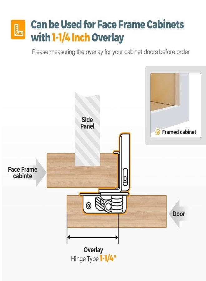 HOME EDIT 2 Pack 1 Pair 1-1/4 inch Overlay Soft Close Cabinet Hinges for Kitchen, Stainless Steel Three-Way Adjustable, Concealed Self-Closing Door Hinges - Image 4
