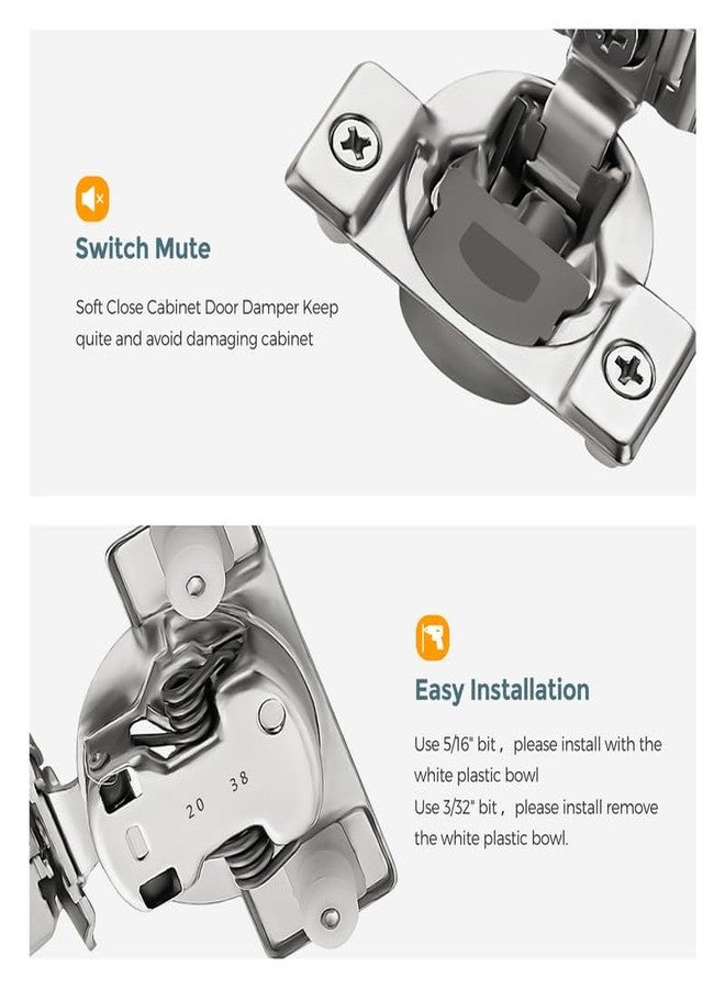 HOME EDIT 2 Pack 1 Pair 1-1/4 inch Overlay Soft Close Cabinet Hinges for Kitchen, Stainless Steel Three-Way Adjustable, Concealed Self-Closing Door Hinges - Image 5