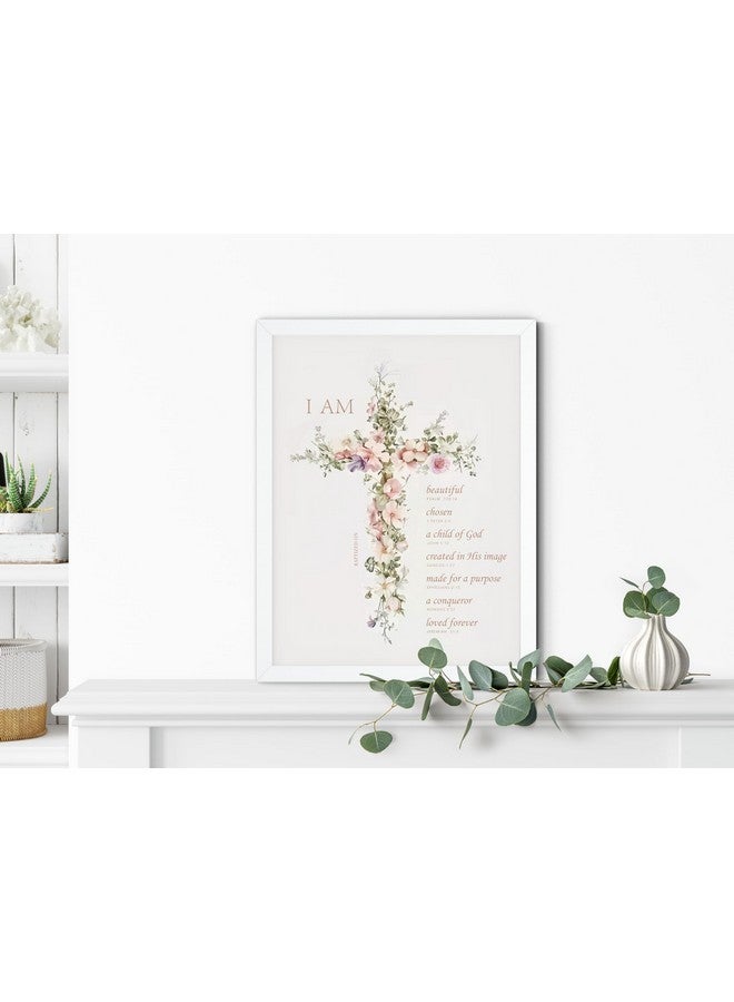 TwoDays Baptism Gifts for Girl, Floral Bible Verse Cross Christening Wall Art for Kids Christian Confirmation Keepsake, First Communion Party Decor for Boys (8" X 10", White Framed) - Image 5