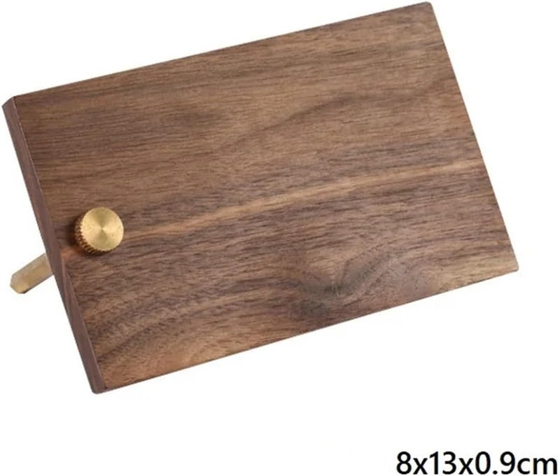 Solid wood products price tag 2pcs Walnut Wood Business Card Holder Wooden Name Display Stand Tag Clip Message Notes Mini Price Paper(8x13x0.9cm) - Image 2